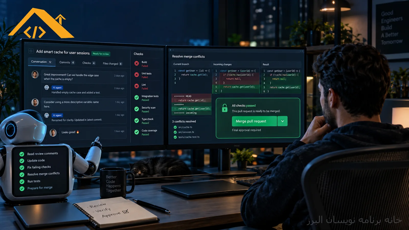Agent Merge در VS Code چیست؟ راهنمای تکمیل امن Pull Request با Agent
